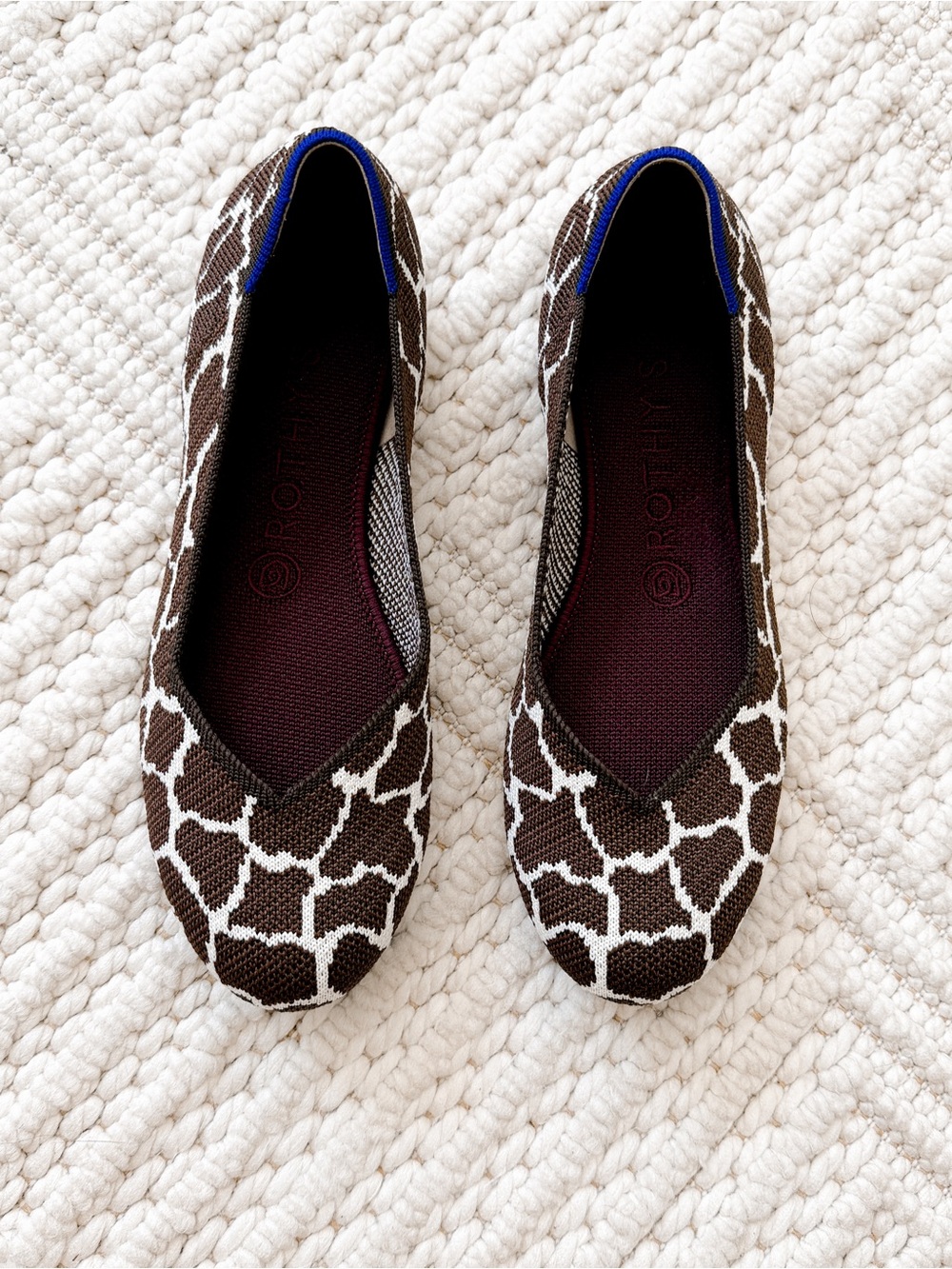 Rothy's Brown and White Giraffe-Print Ballet Flats size 7.5